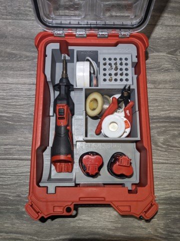 Soldering iron kit organizer layout with tips, stand, and small parts
