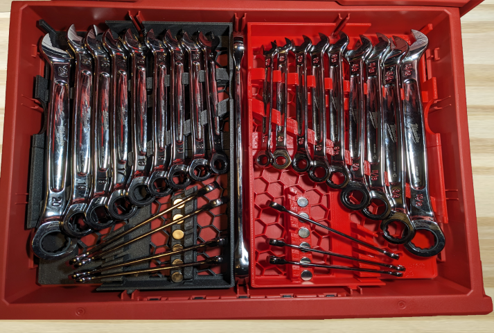 Magnetic wrench organizer Milwaukee PACKOUT insert for SAE and metric sets