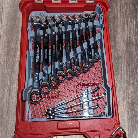 Magnetic wrench holder layout for a toolbox drawer or slim organizer